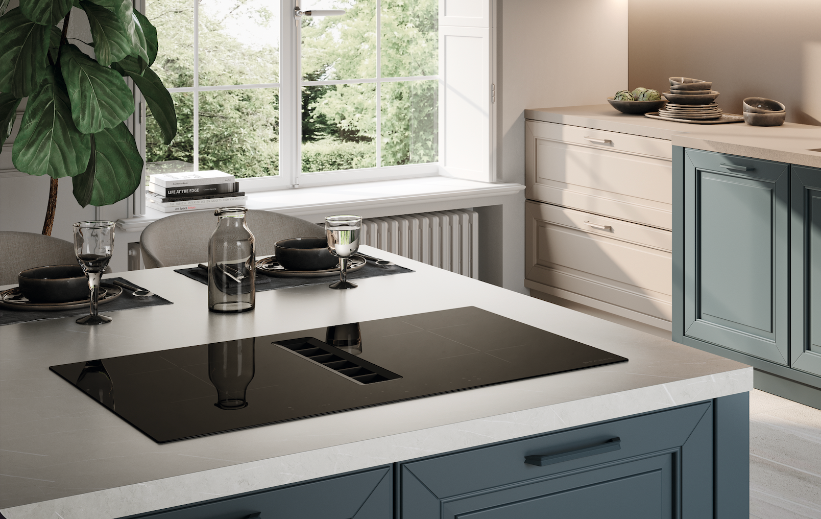 (Faber Galileo Flow A830 83cm Induction Venting Hob with Black Glass)