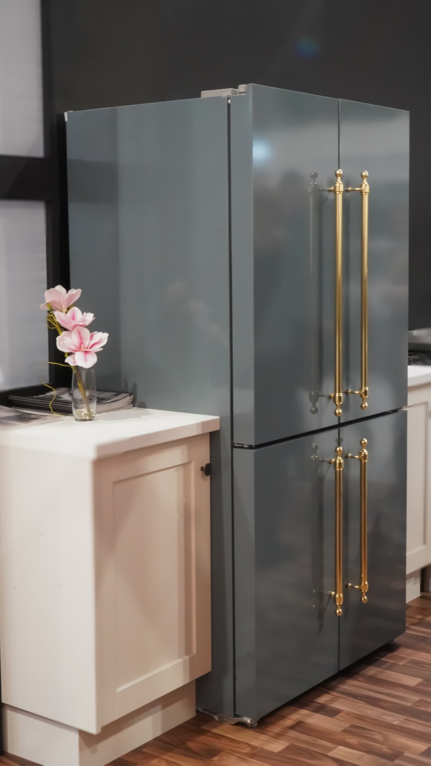 ILVE Milano R91NCD Refrigerator in Blue Grey & Brass