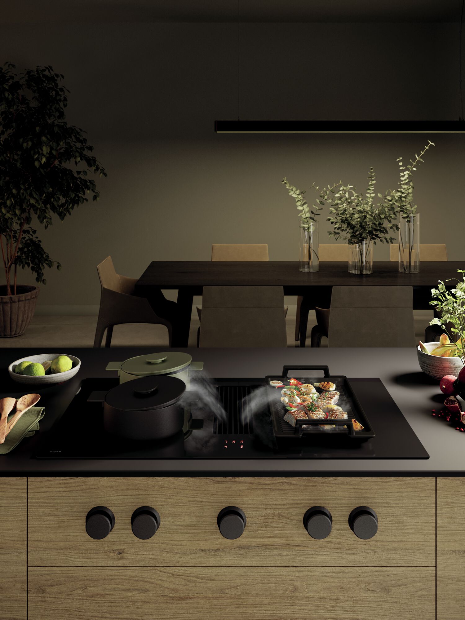 (Novy Easy Prestige 90cm Venting Hob with Black Glass)