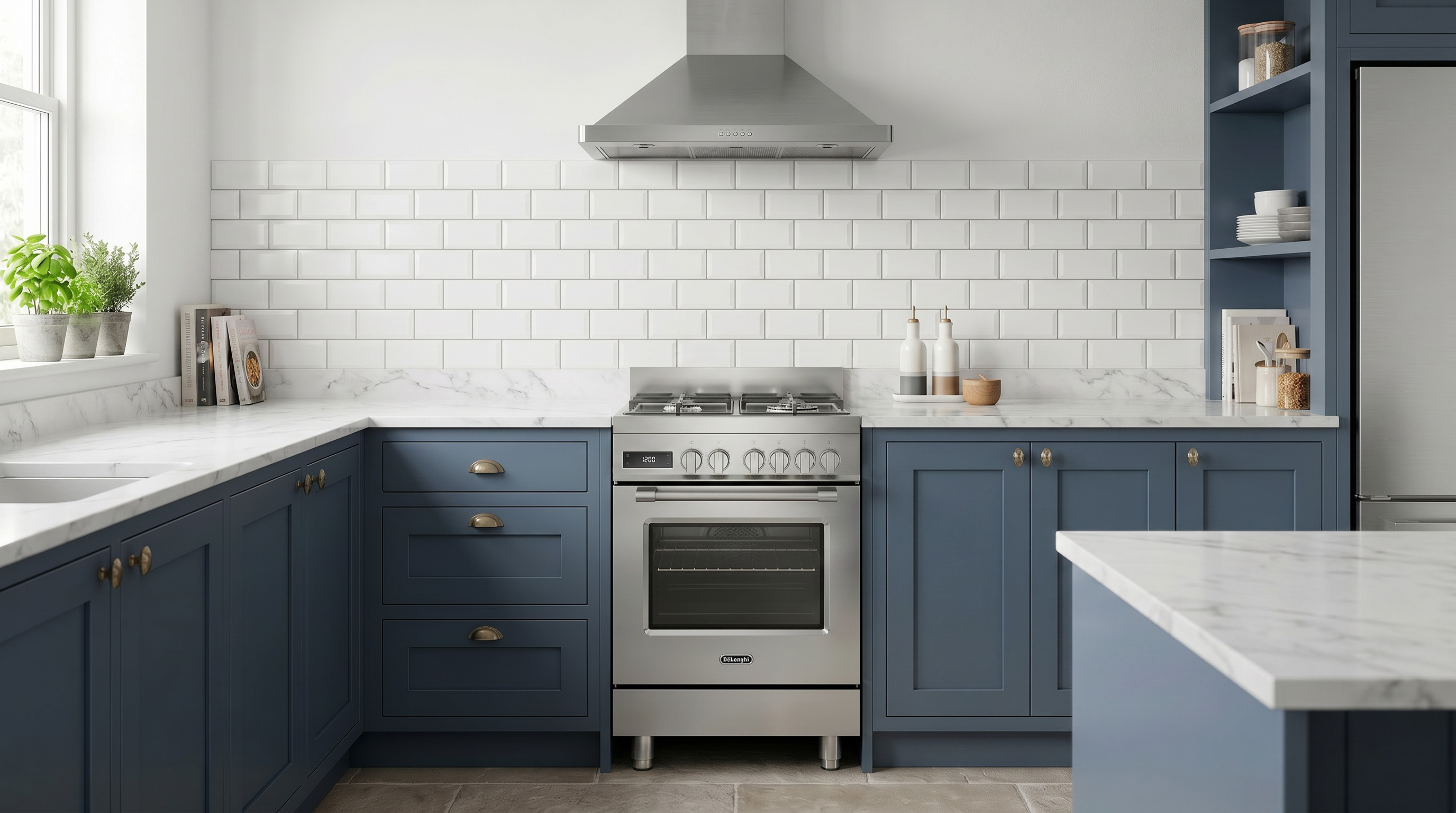 (DeLonghi’s Modern 60cm dual fuel range cooker in Stainless Steel with a chrome trim)