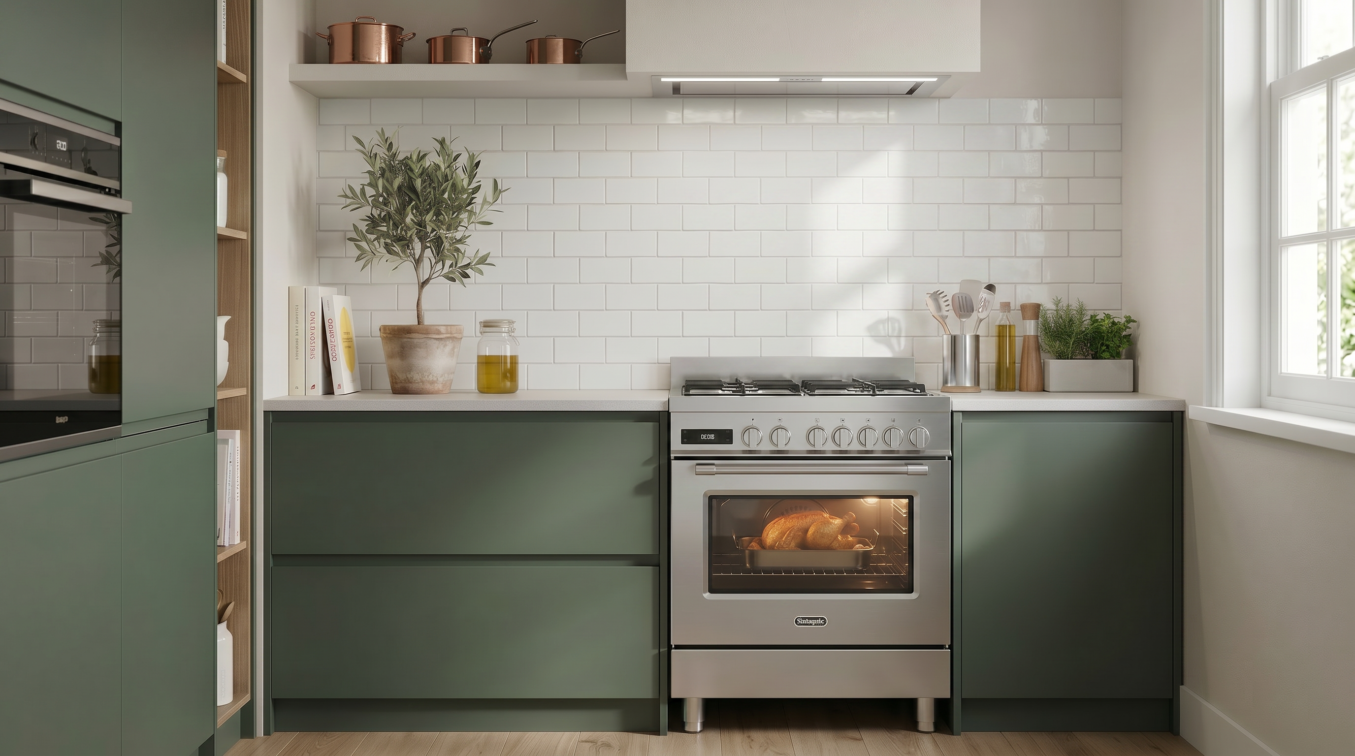 (DeLonghi’s Modern 60cm dual fuel range cooker in Stainless Steel with a chrome trim)